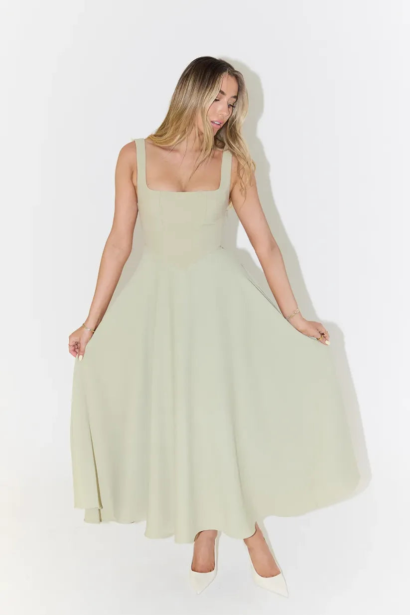 Blake | Midi Dress With Square Neckline And High Waist