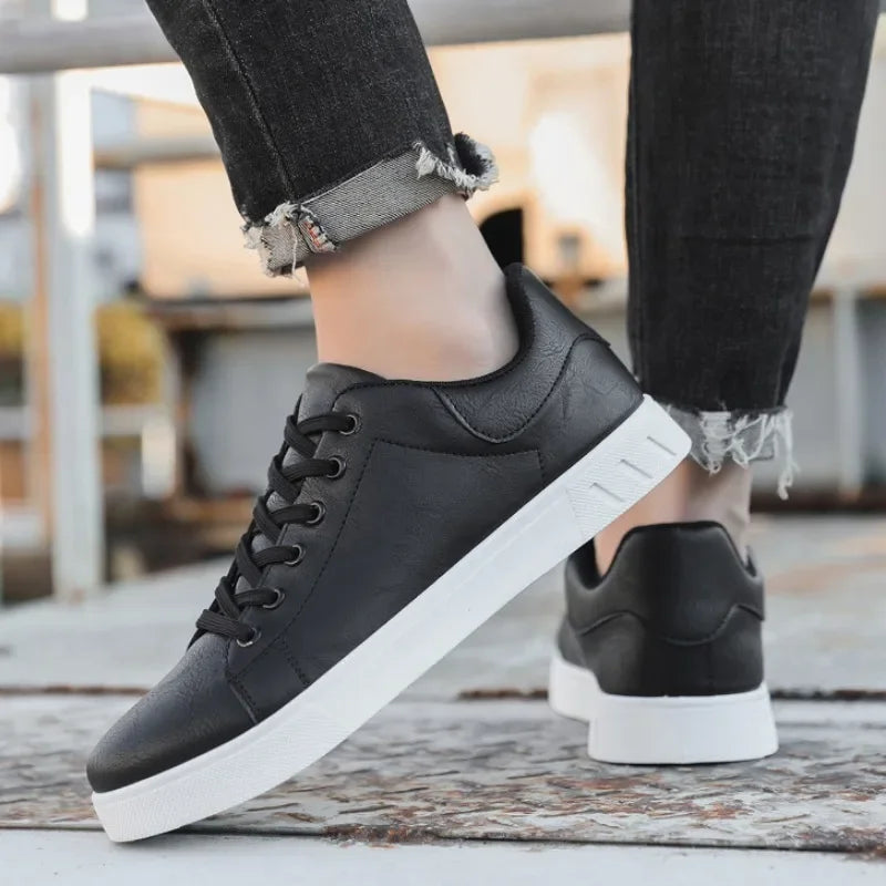 Men's Leather-Look Trainers, Lace-Up Sneakers 2 - view 6