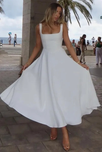 Blake | Midi Dress With Square Neckline And High Waist