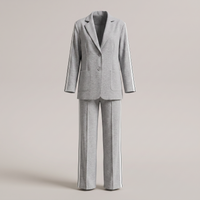 Women's Blazer and Trousers Set with Side Stripe, Casual Office Suit