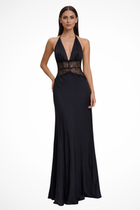 Salvienne | Maxi Dress Halter Neck Backless Lace Waist
