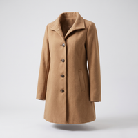 Women's Classic Single Breasted Coat with Funnel Collar