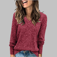 Women's V Neck Long Sleeve Blouse, Relaxed Drape Top