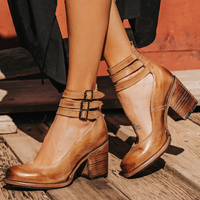 Norelle | Leather Heels Strap Comfort Block Sole Day-to-Evening