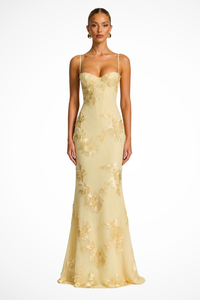 Verolenne | Maxi Dress Corset Cami Floral Embroidered