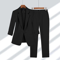 Women's Tailored Blazer and Trousers Set, Single Button Two Piece Suit