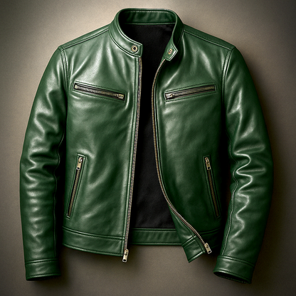 Men's Vintage Leather-Look Jacket, Biker - view 3