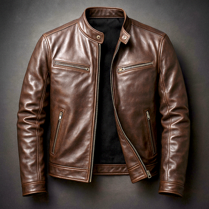 Men's Vintage Leather-Look Jacket, Biker