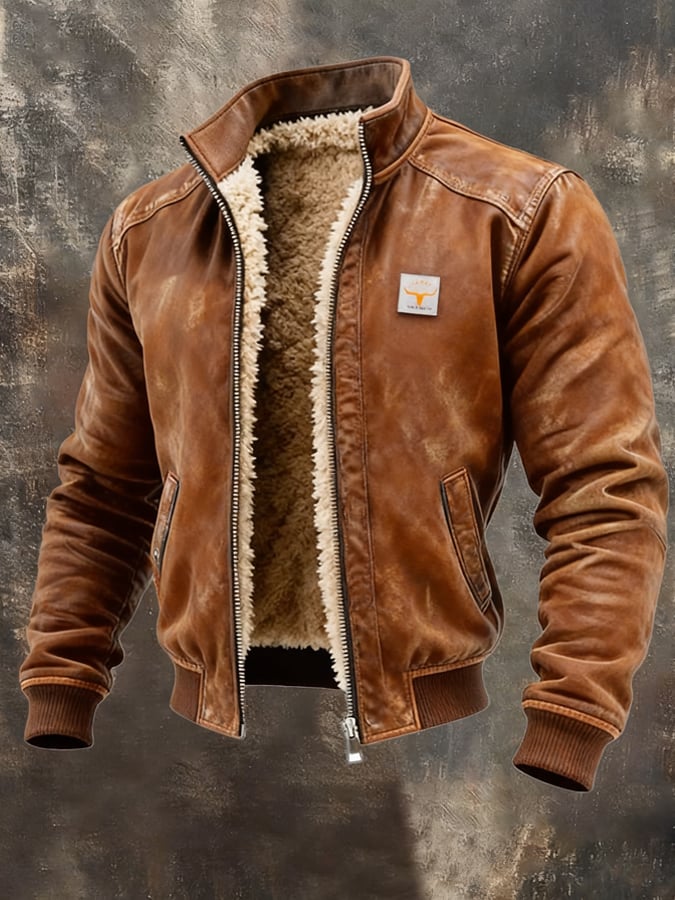 Men's Zip-Up Leather-Look Jacket - view 2