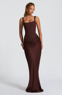 Rovaine | Maxi Dress Corset Draped Hourglass Floor Length