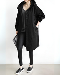Women's Trench Coat with Single-Breasted and Hooded, Classic Belted Coat