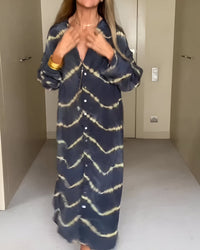Esmielle | Maxi Dress Boho Striped V-Neck Long Sleeve Flowy