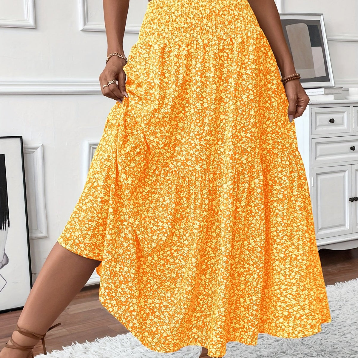 Florimne | Women's Floral Print Midi Skirt — image 6