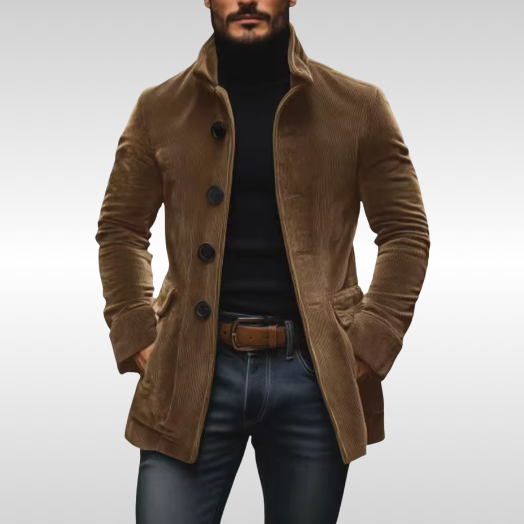 Men's Corduroy Long Sleeve Coat, Winter - view 2