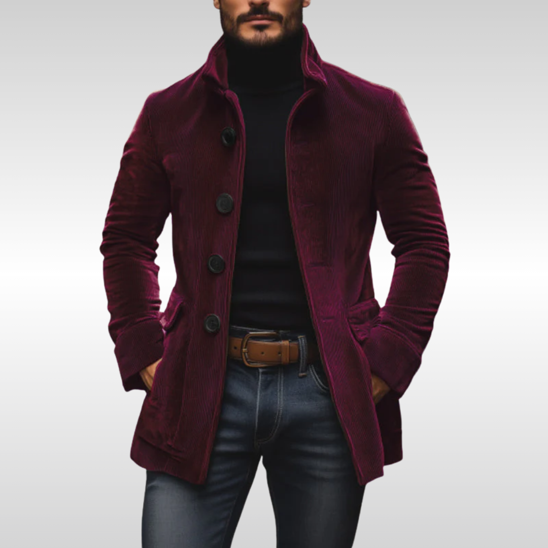 Men's Corduroy Long Sleeve Coat, Winter - view 4