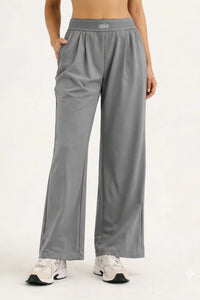 Women's High Waisted Wide Leg Trousers, Cotton Blend Lounge Pants