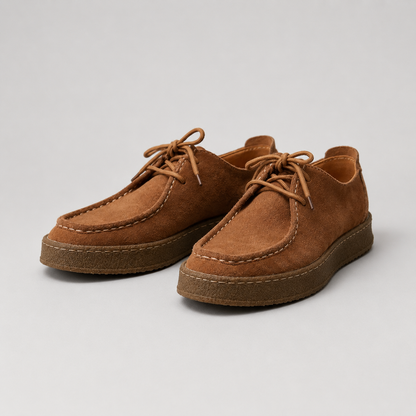 Men's Suede-Look Crepe Sole Loafers, Moccasin Shoes - view 5