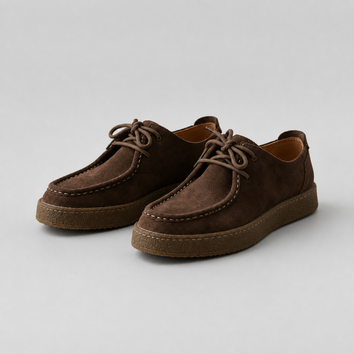 Men's Suede-Look Crepe Sole Loafers, Moccasin Shoes - view 4
