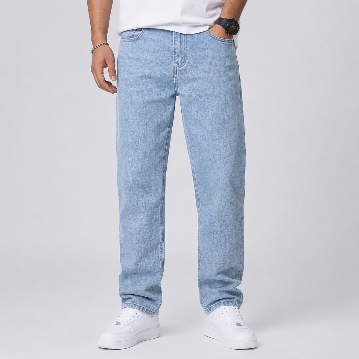 Men's Denim Wide Leg Jeans, Trousers - view 6