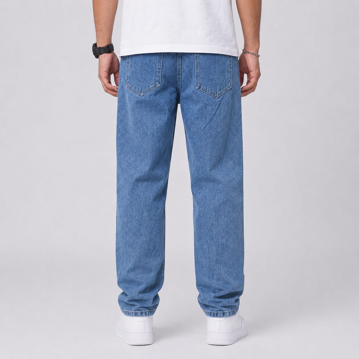 Men's Denim Wide Leg Jeans, Trousers - view 8