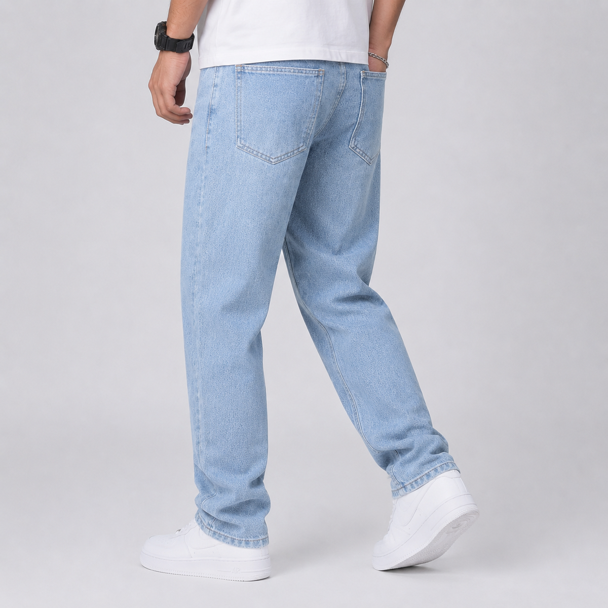 Men's Denim Wide Leg Jeans, Trousers - view 5