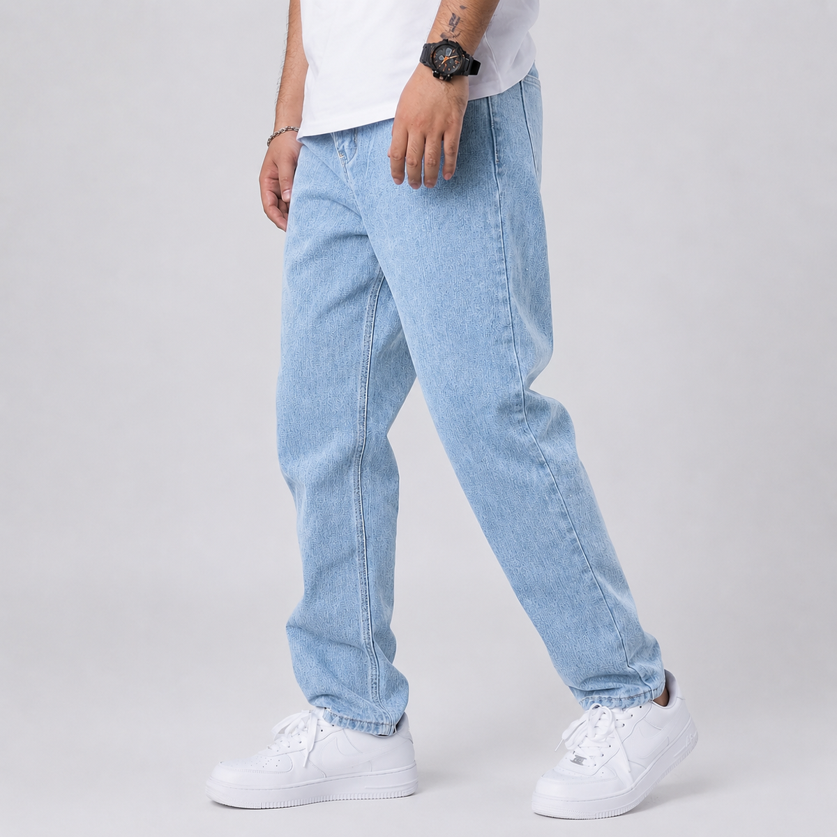 Men's Denim Wide Leg Jeans, Trousers