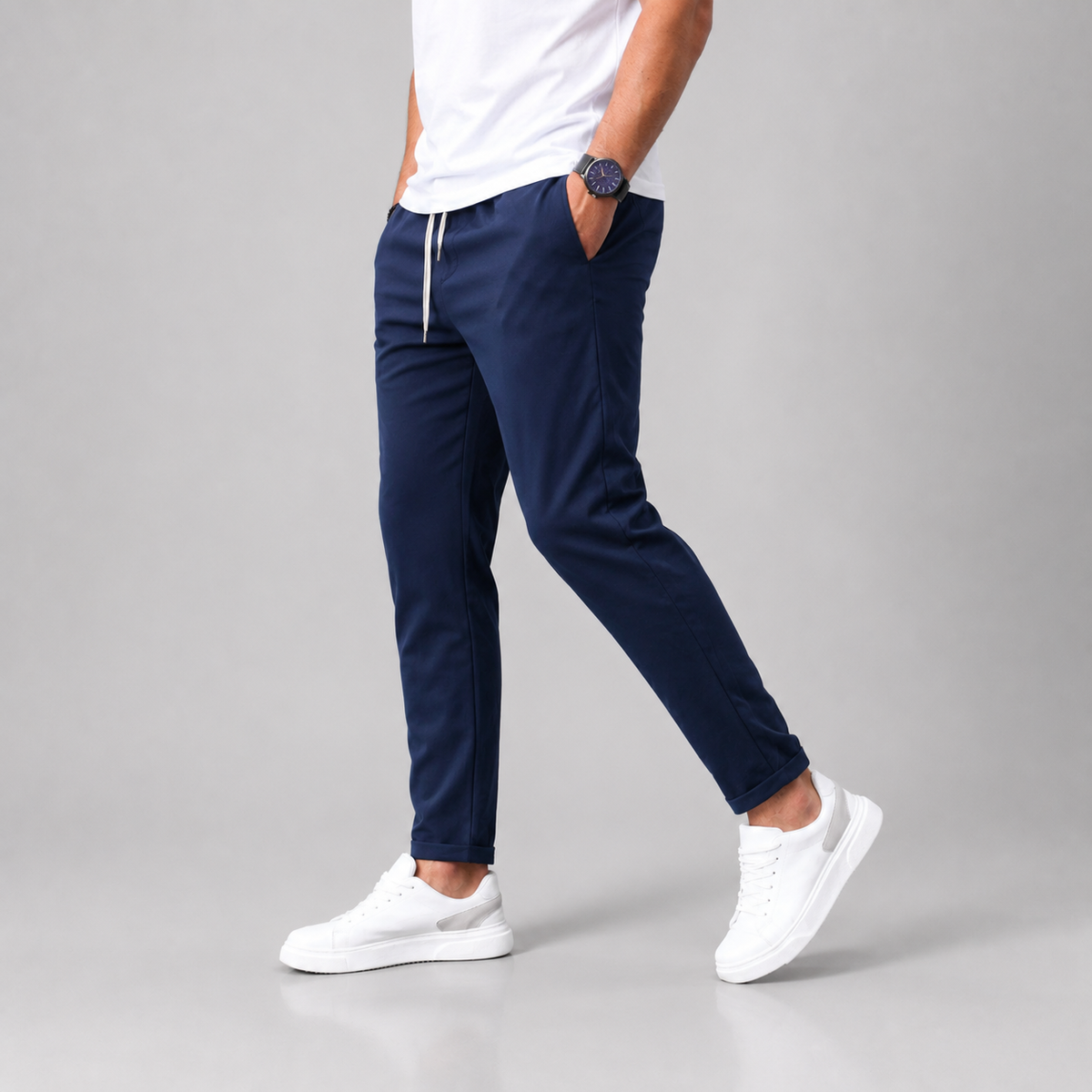 Men's Slim Fit Drawstring Trousers, Casual - view 35