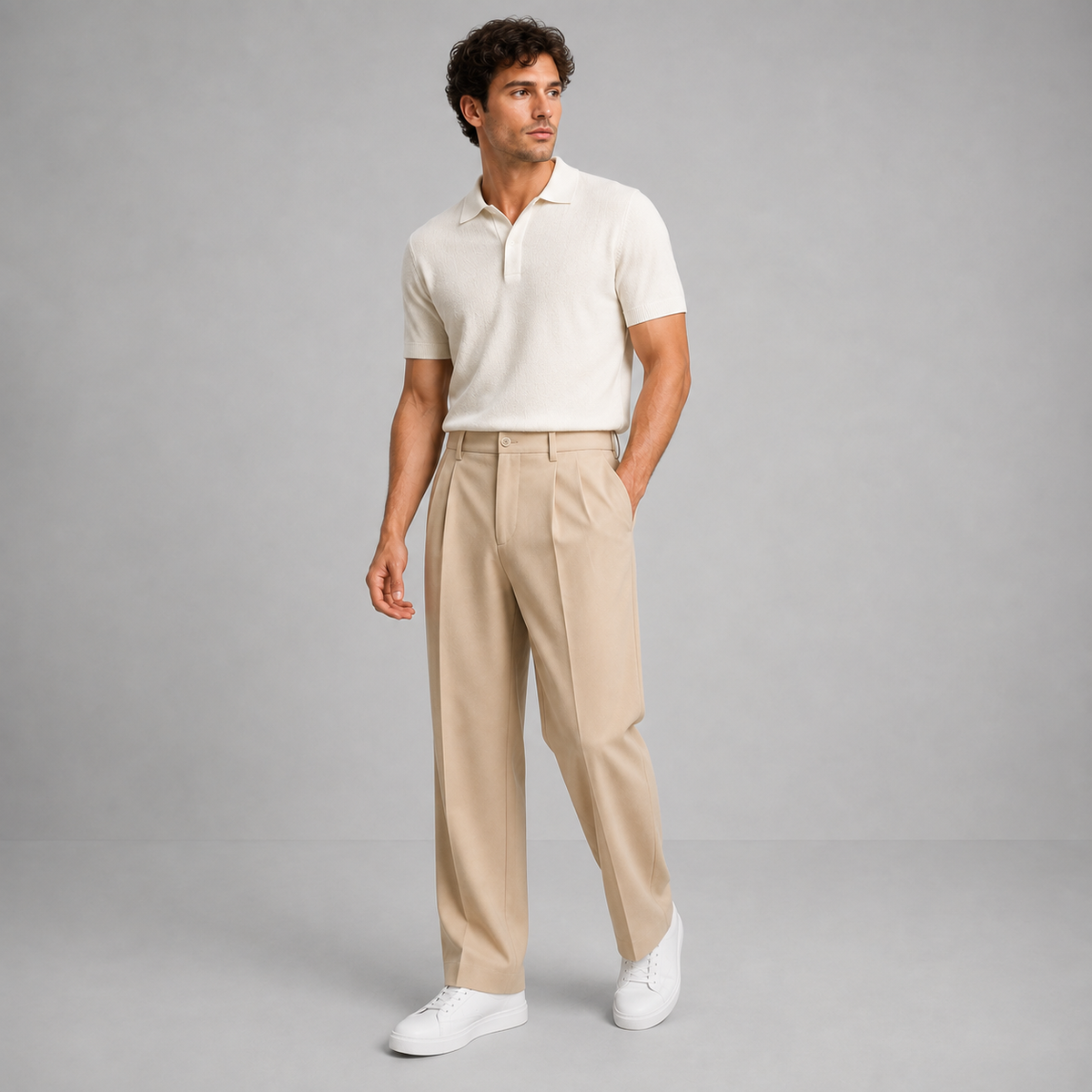 Men's Tailored Straight Leg Trousers, Casual - view 6