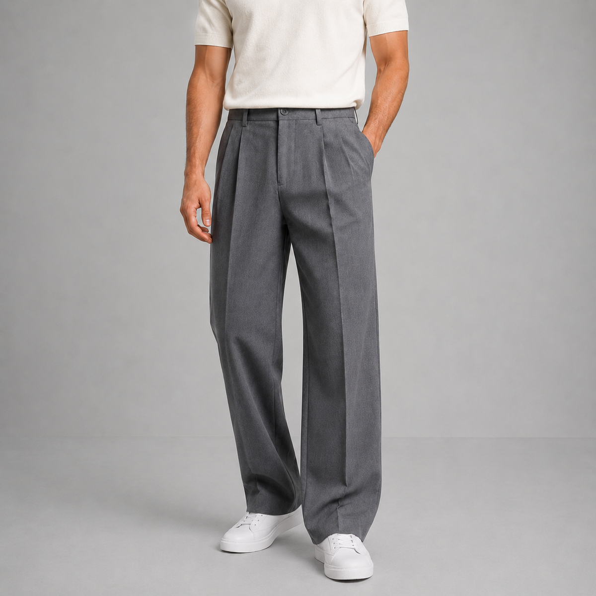 Men's Tailored Straight Leg Trousers, Casual - view 2