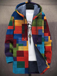 Women's Colour Block Hooded Cardigan, Fleece Lined Zip Up Jacket