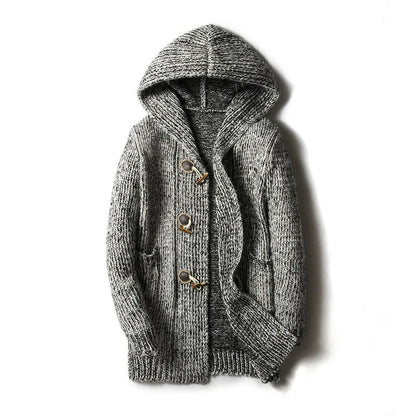 Men's Hooded Cardigan, Knitted - view 5