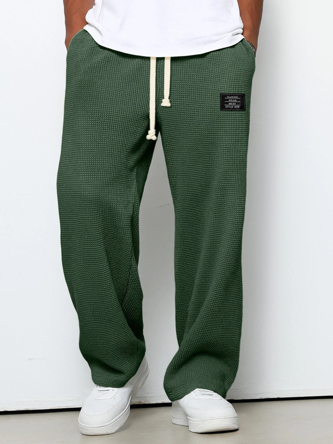 Men's Waffle Drawstring Trousers, Casual - view 4