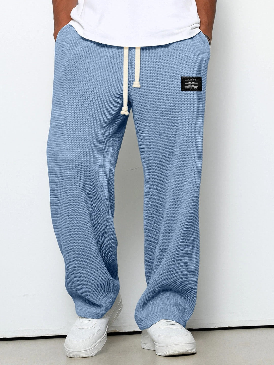 Men's Waffle Drawstring Trousers, Casual - view 2