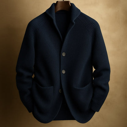 Men's Ribbed Wool-Blend Cardigan, Knitted - view 5
