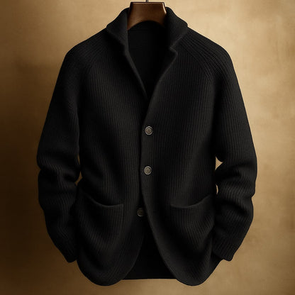 Men's Ribbed Wool-Blend Cardigan, Knitted - view 6