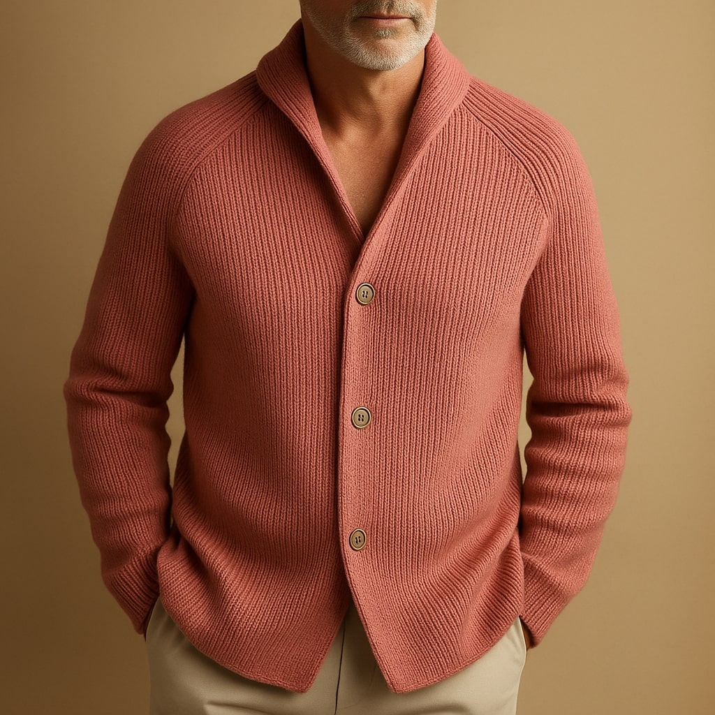 Men's Ribbed Wool-Blend Cardigan, Knitted - view 7