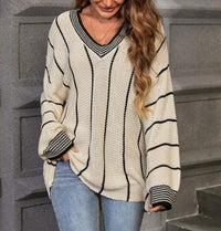 Women's Oversized Striped Jumper, Knitted Sweater