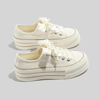 Women's Platform Canvas Sneakers with Ribbon Laces