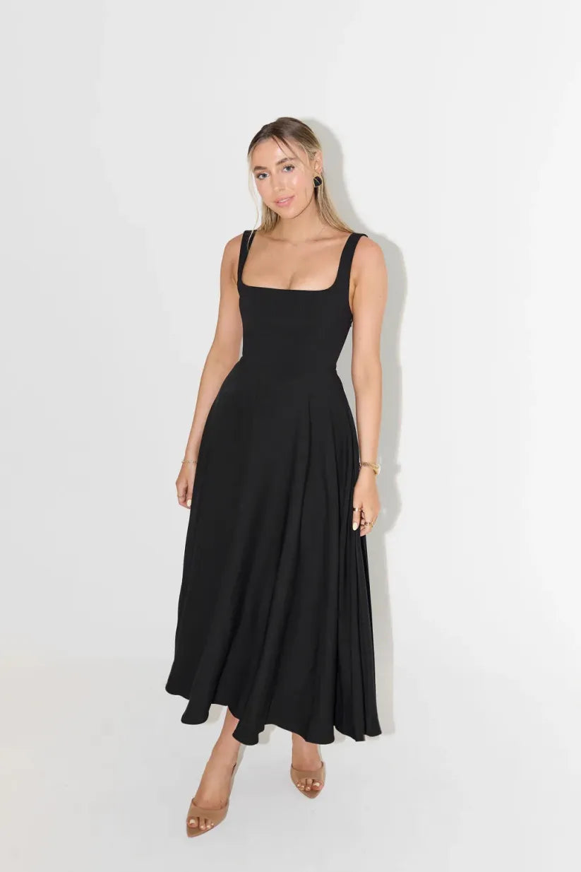 Blake | Midi Dress With Square Neckline And High Waist