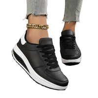 Women's Cushioned Lace-Up Trainers, Rocker Sole Walking Shoes
