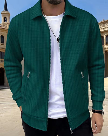 Men's Classic Textured Jacket, Zip-Up - view 5