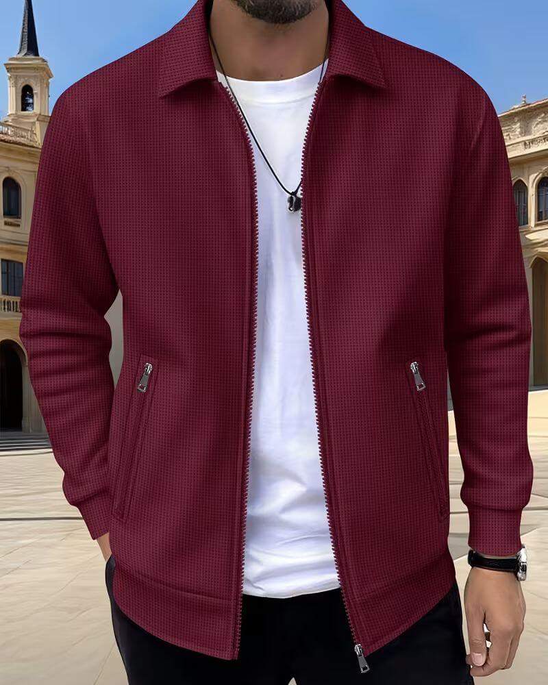 Men's Classic Textured Jacket, Zip-Up - view 7