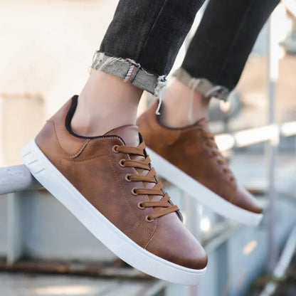 Men's Leather-Look Trainers, Lace-Up Sneakers 2 - view 3