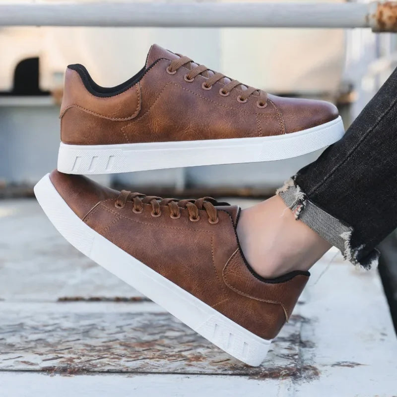 Men's Leather-Look Trainers, Lace-Up Sneakers 2 - view 4