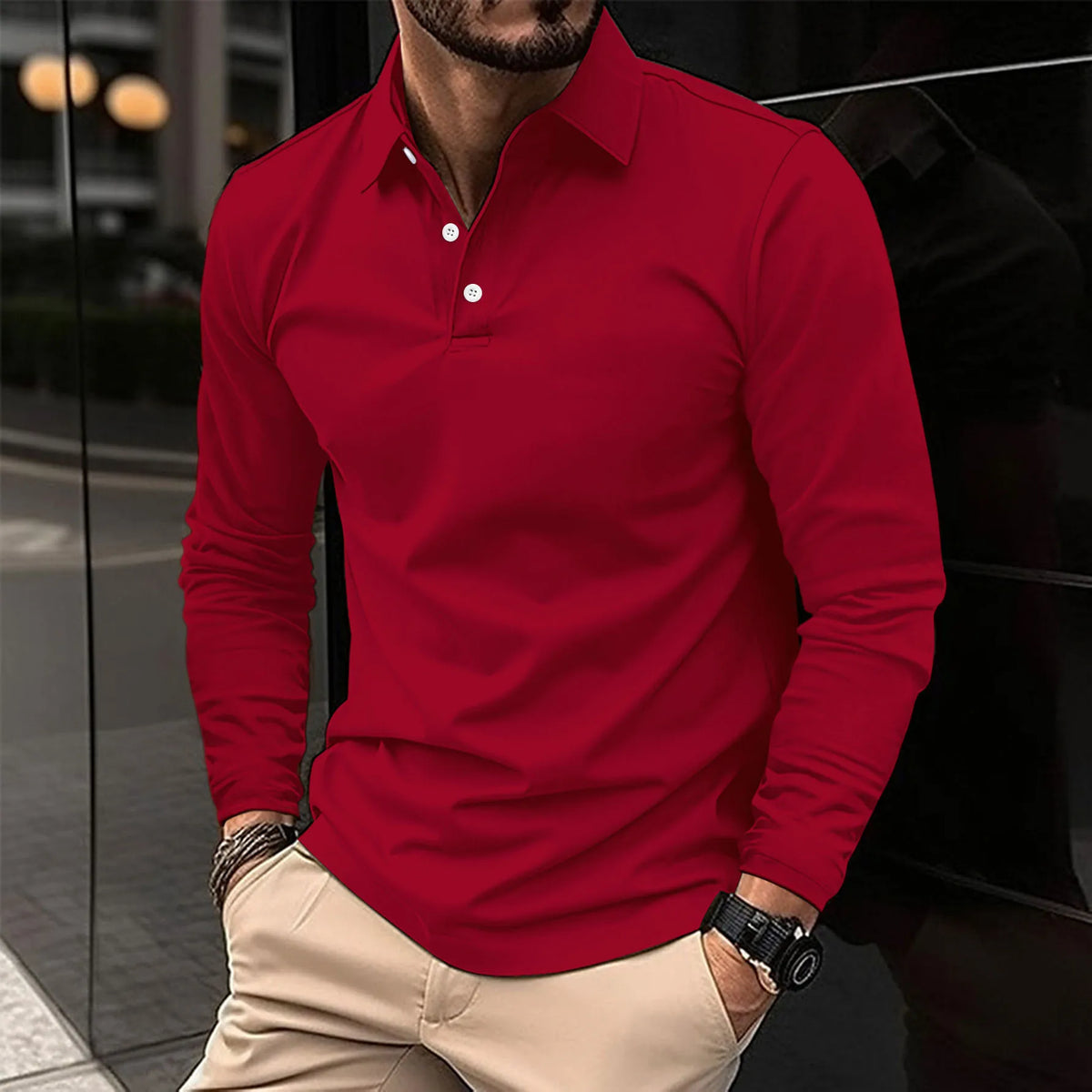 Men's Polo Long-Sleeve Shirt, Knitted - view 6