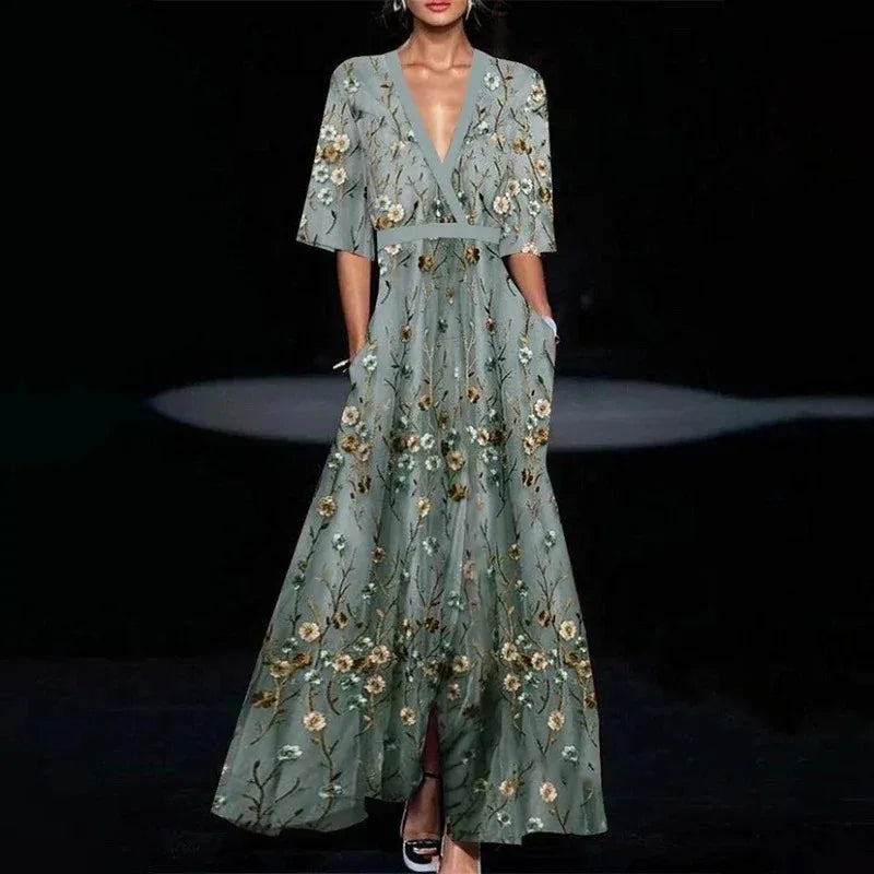 Jamie | Elegant Floral Print Maxi Dress
