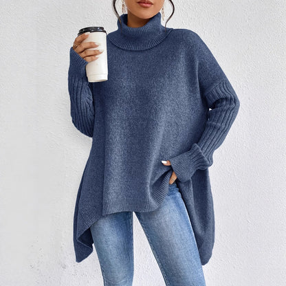 Women's Oversized Turtleneck Jumper, Cashmere Blend Knit Sweater