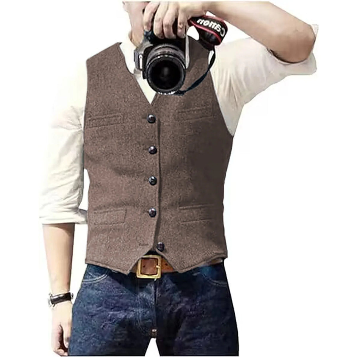 Men's Herringbone Tweed Waistcoat, Gilet - view 12