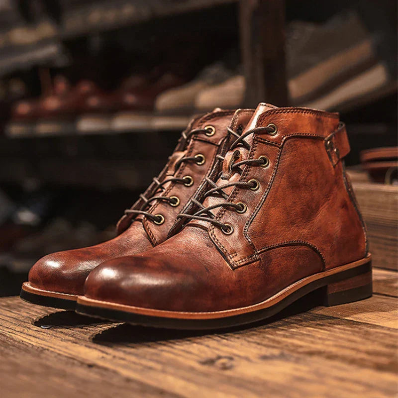 Men's Retro Leather-Look Boots, Winter - view 2