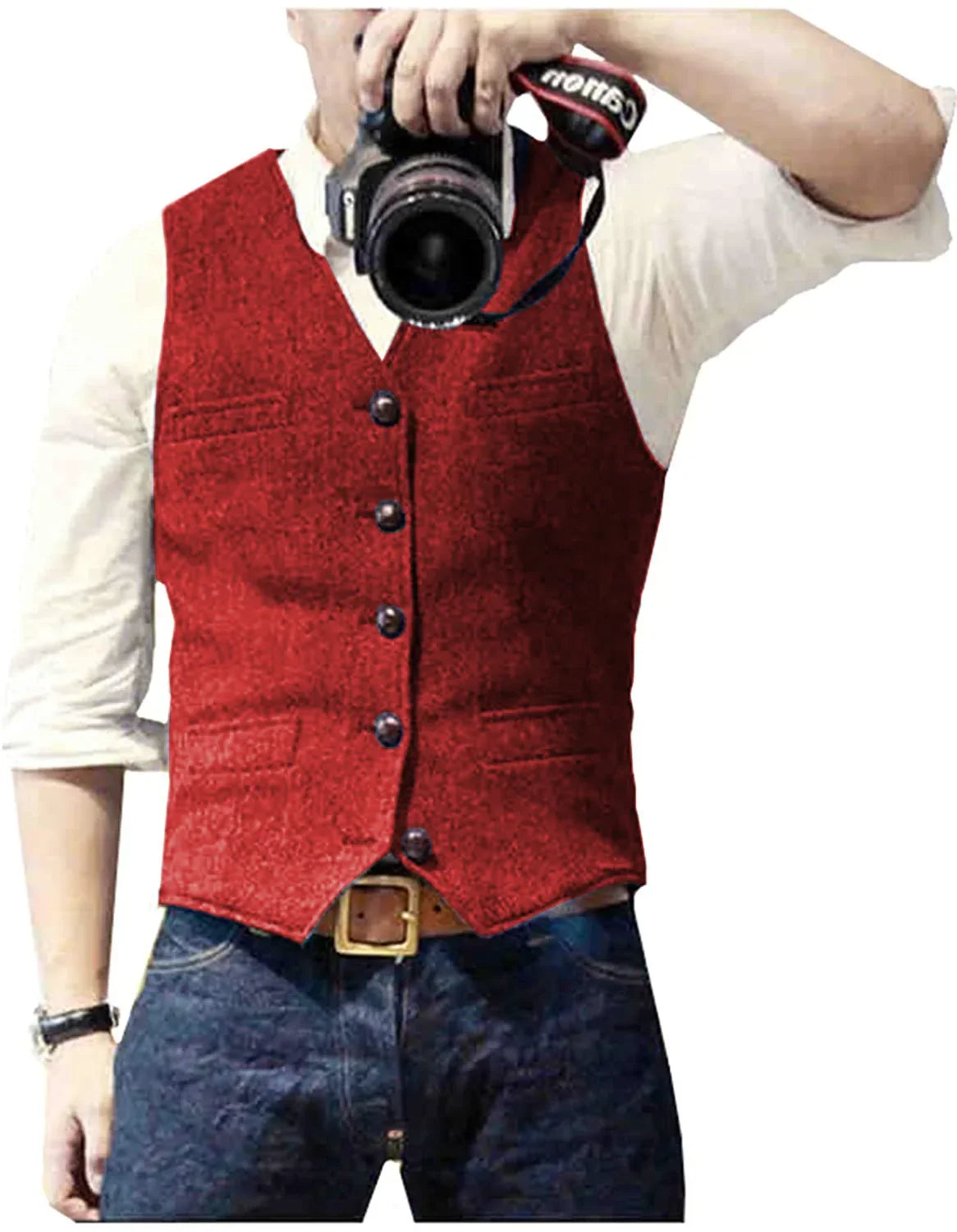 Men's Herringbone Tweed Waistcoat, Gilet - view 5